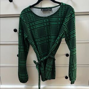 New York & Company Green Plaid Blouse